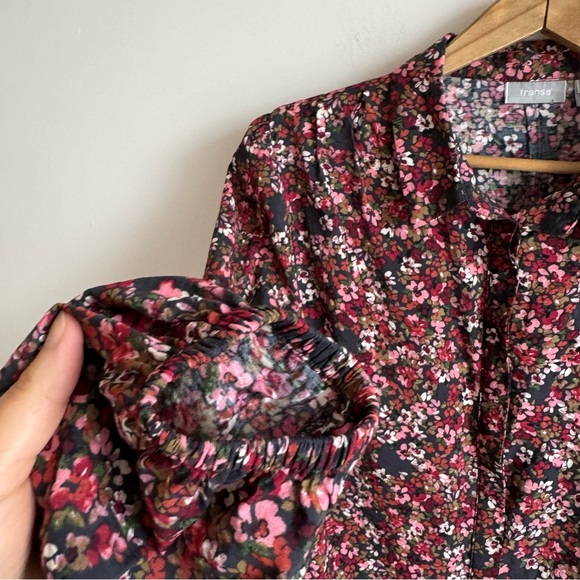 Fransa Frisa Blouse Size M Floral Print Bordeaux - Picture 9 of 14